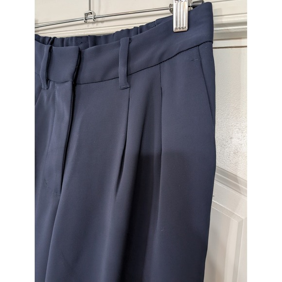 Quince Stretch Crepe Pleated Wide Leg Pants women's 2 navy career minimalist - Picture 2 of 6